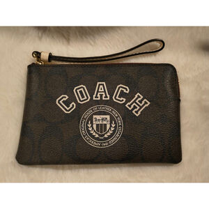 Coach Brown Signature Logo Wristlet